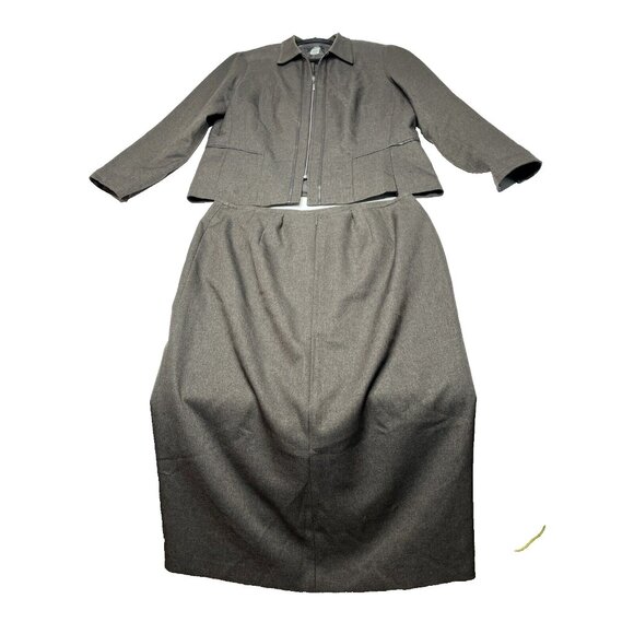 Jex Collection Women’s 2 Piece Brown Suit Skirt & Jacket Blazer Set Size 16 (46) - Picture 2 of 16